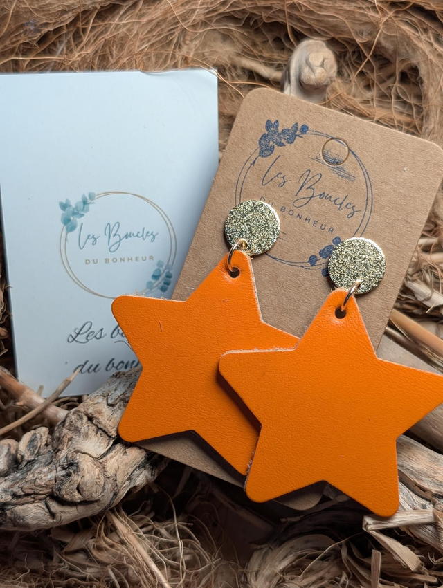 Boucles d'oreilles Années 80/90 étoile orange x041