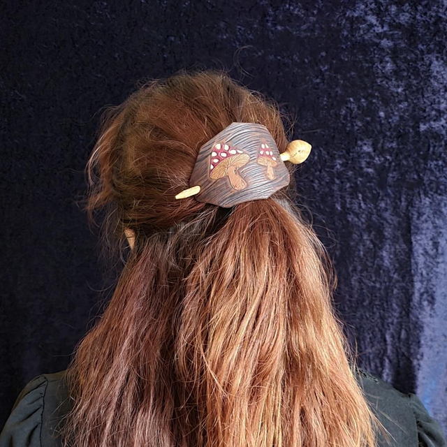 Barrette Charmes d'écorce Champignons