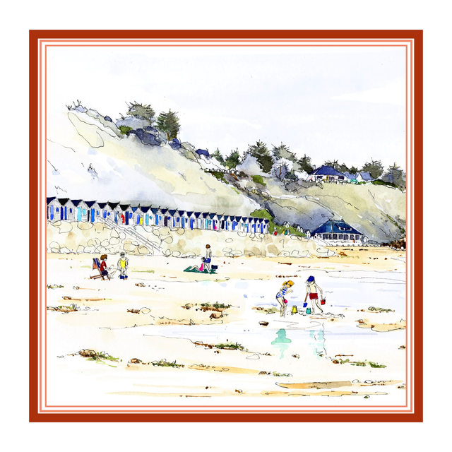 Carré de satin 70x70, thème «La Potinière Carteret» 