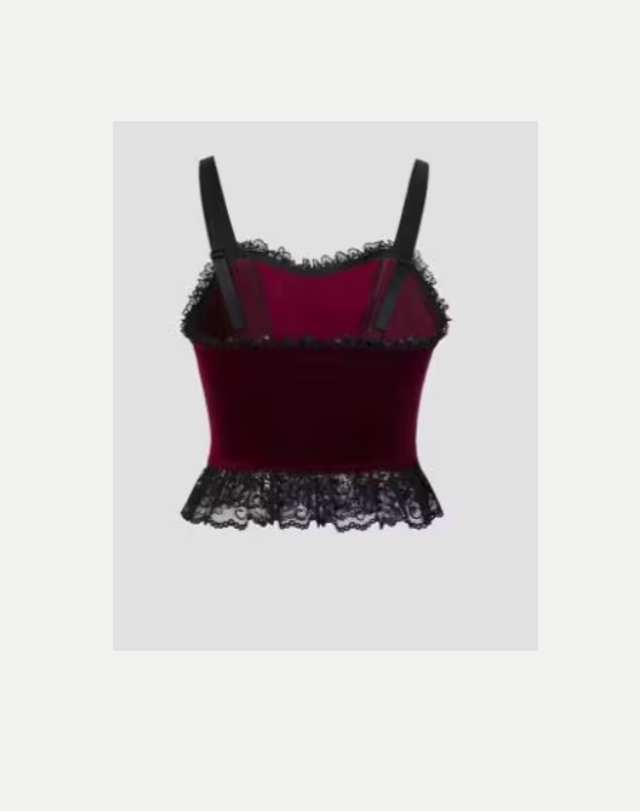 Gothic top Y2K stijl backless donkerrood