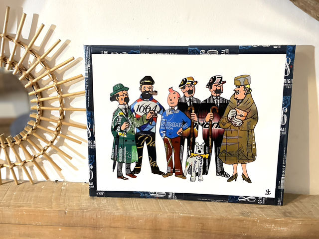 Tableau Tintin et sa bande 40x50 cm