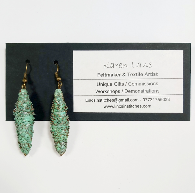 Tyvek Earrings - green/bronze