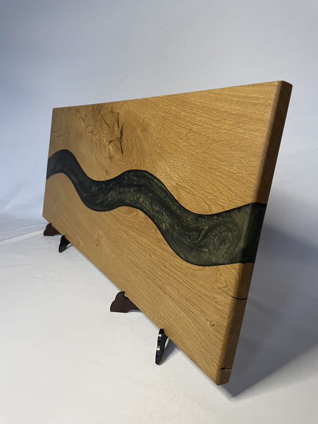 Serveerplank Eikenhout en Epoxy Groen Goud