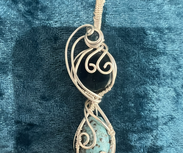 Blue onyx and turquoise pendent 