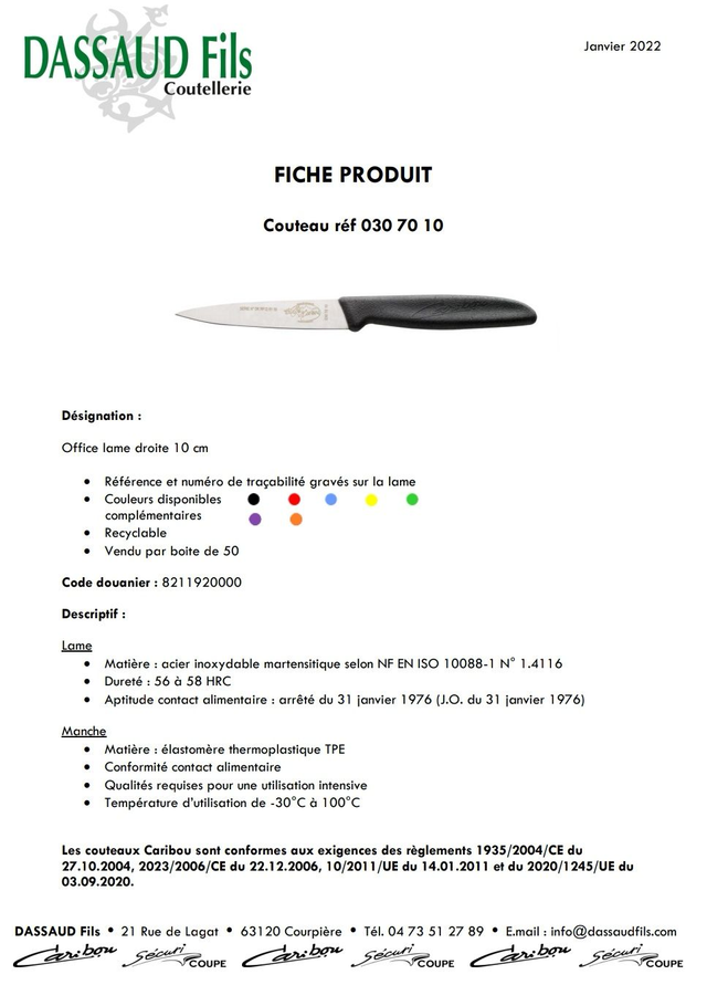 Couteau office lame 10cm