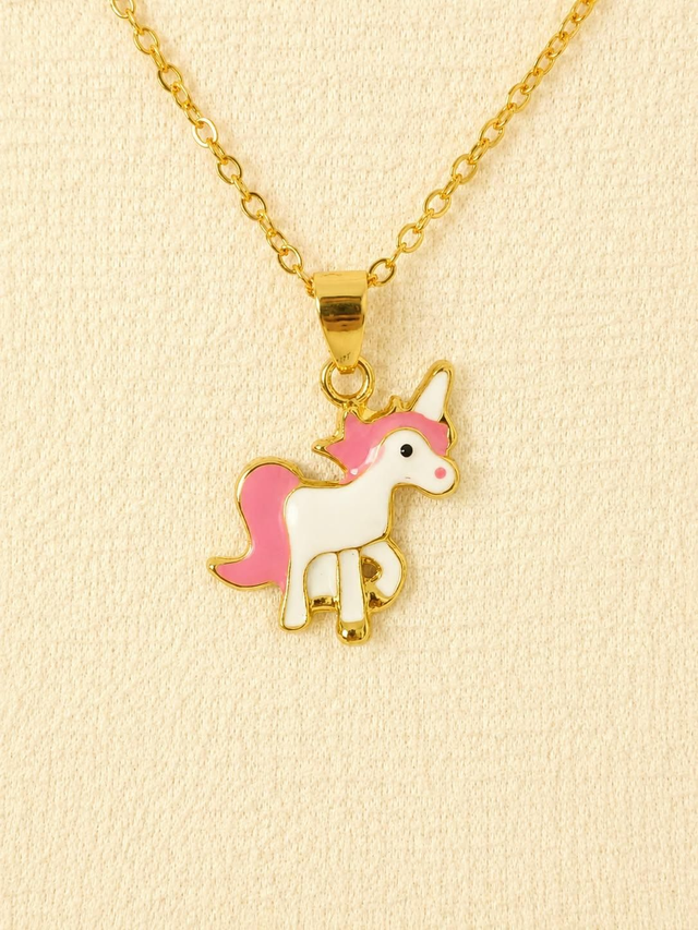 Collier licorne rose et dorée