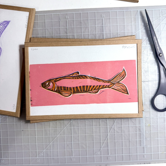 Sardine rose - petit cadre 10x15