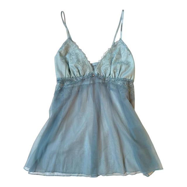 BNWT Japanese brand coquette blue embroidered cups cami 