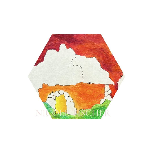 Hexagon mit Kunstdruck "Geheime Welt"