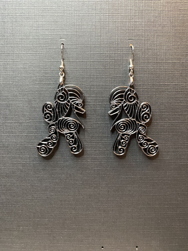 3D - Earrings Poodle Fantasy Dark Silver