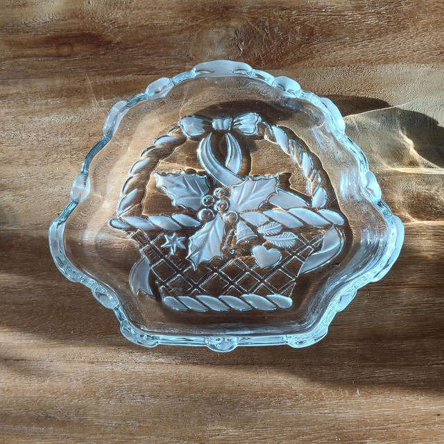 Mikasa | Serveerschaal Walther glas Holiday Collection S3100 (lengte 21 | breedte 17 | hoogte 3,5 cm) kristal bevroren decoratie | Vintage