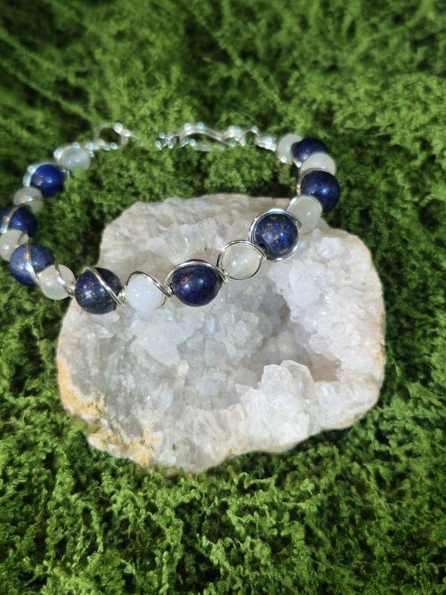 Voix des Étoiles – Lapis Lazuli &amp; Sélénite –  Collection Tissage Sacré