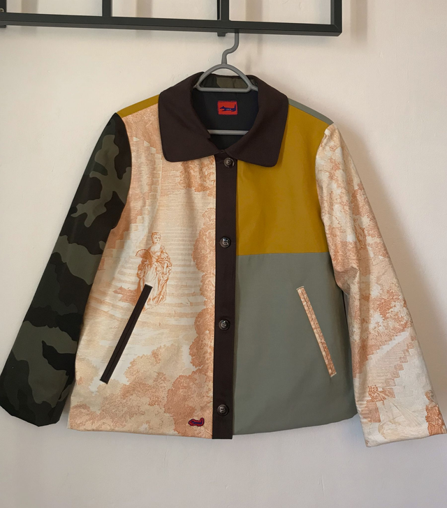 Veste patchwork camouflage et toile de Jouy