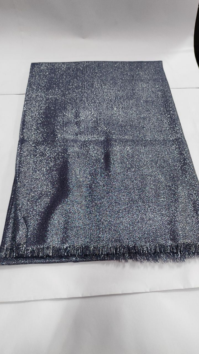 Stola BLU NOTTE laminata argento elegante misto seta viscosa nuova con cartellino