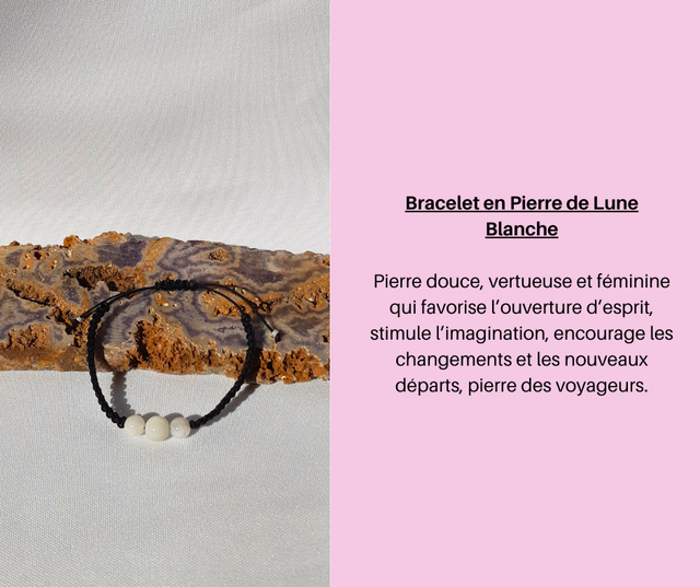 102- Bracelet Pierre de Lune Blanche
