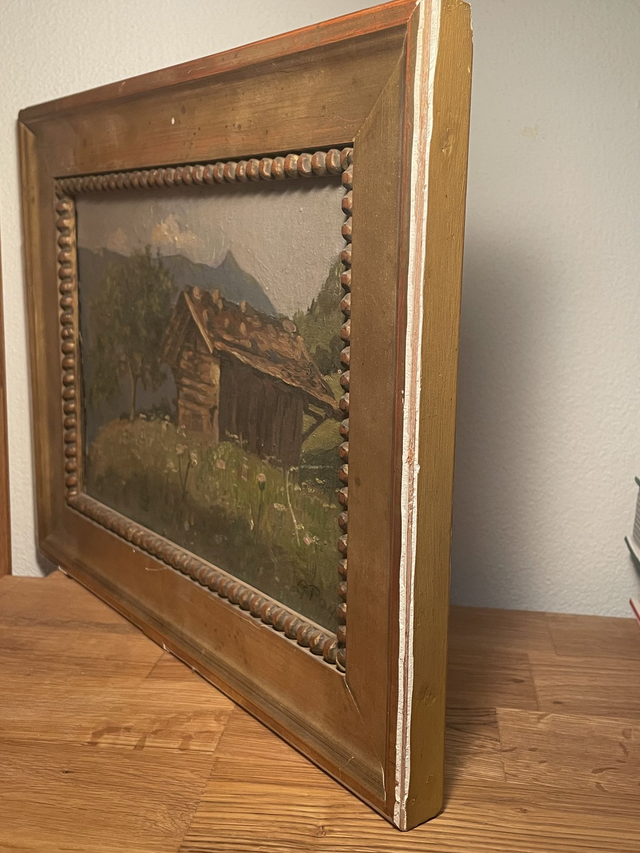 1930 Peinture encadrée Paysage Montagne