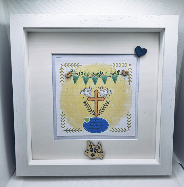 Personalised Christening  and Communion photo frame. Scrapbook keepsake book and personalised frame set. 