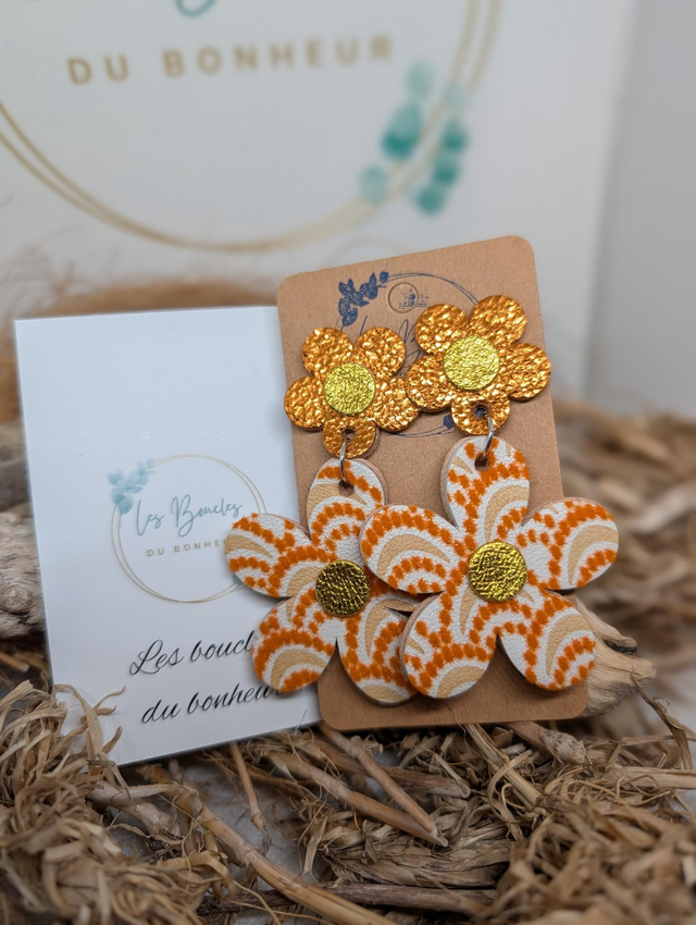 Boucles d'oreilles Marguerite orange m635