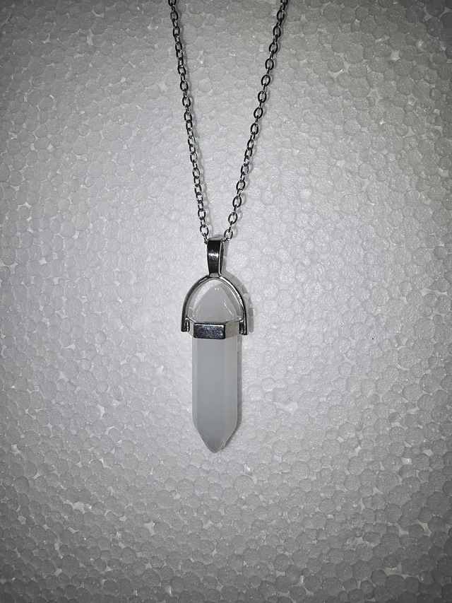 Milky Quartz Stainless Steel Necklace 