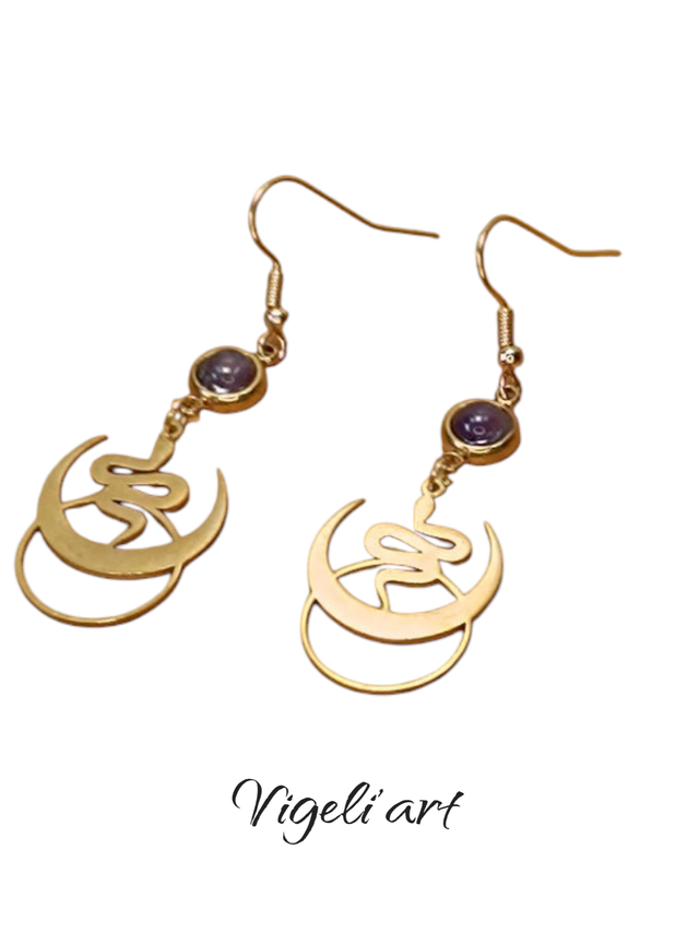 boucles d&#039;oreilles serpent doré