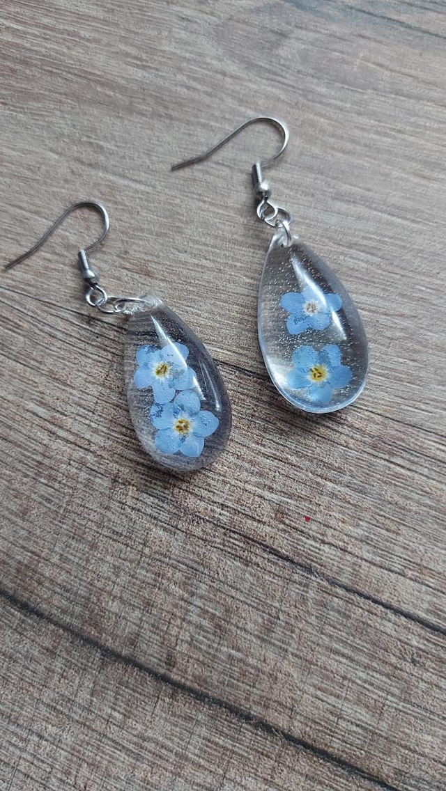 Boucles d'oreilles - Myosotis 2 fleurs