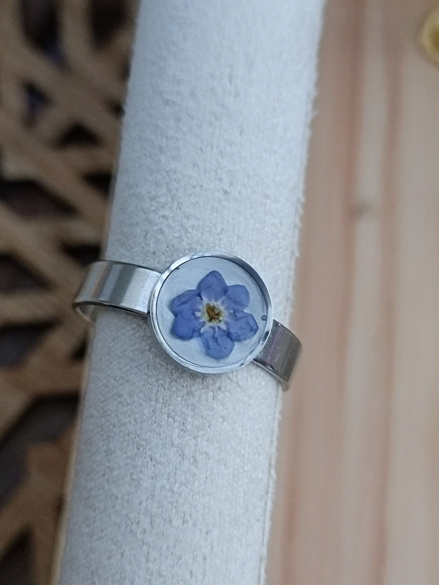 Bague fine réglable 8 mm - Argent - Myosotis