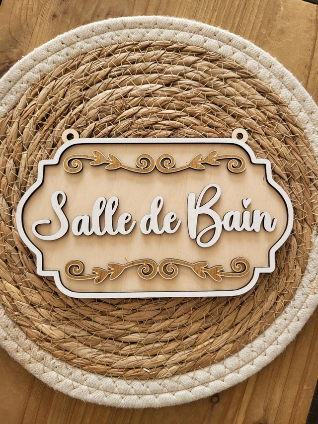 Plaque de porte salle de bain