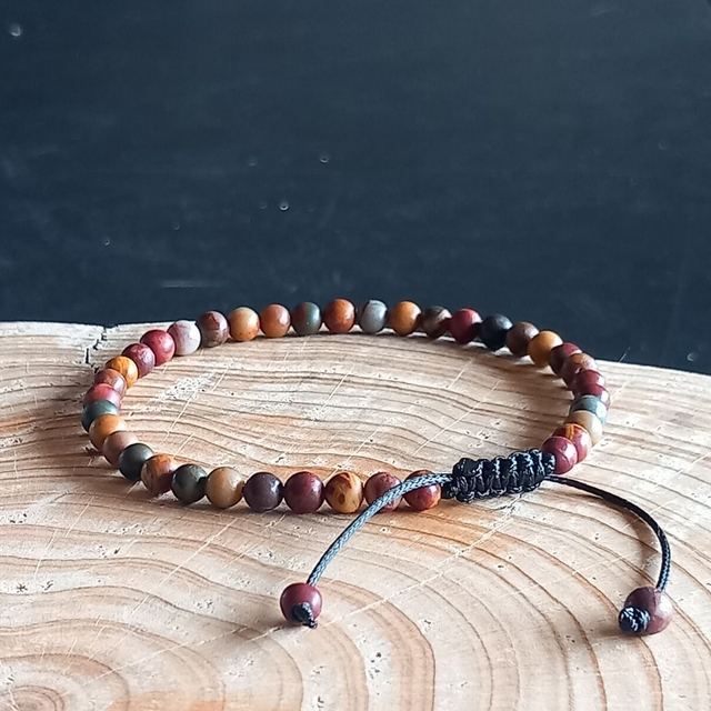 Bracelet ajustable en Jaspe polychrome