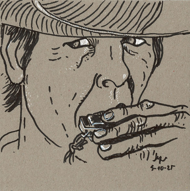 Dibujo: Retrato de Charles Bronson (Hasta que llegó su hora)