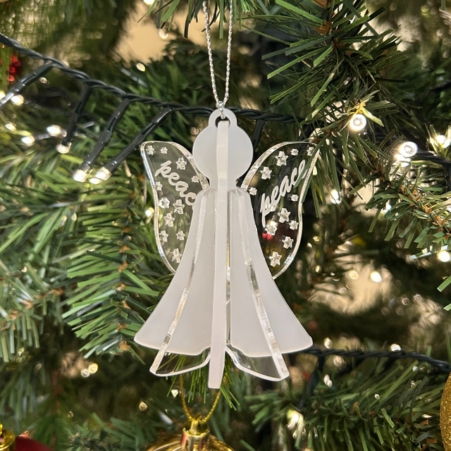 2 x Angel Peace Bauble (Frosted)