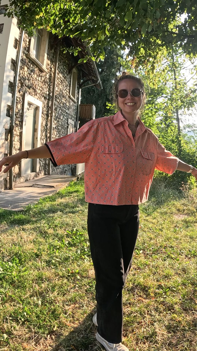 Chemise upcyclé motifs saumon