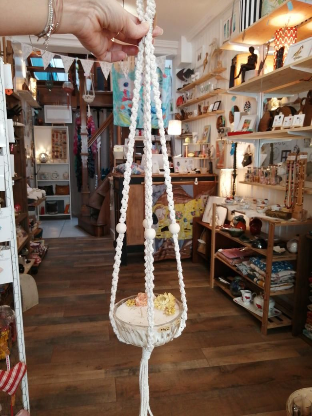 Suspension perles bois