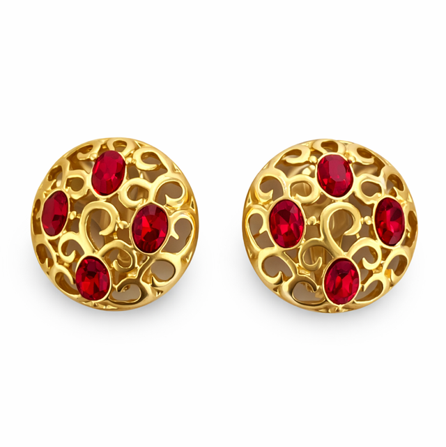 Pendientes rubí dorado 