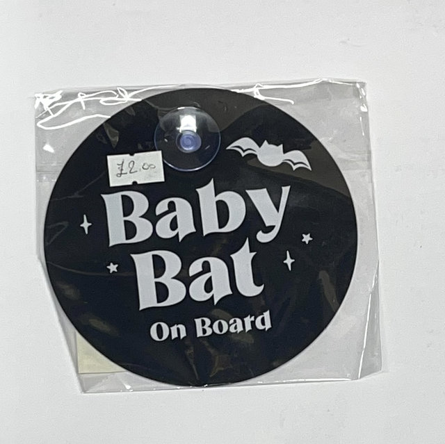 Baby Bat On Board Car Window Sign