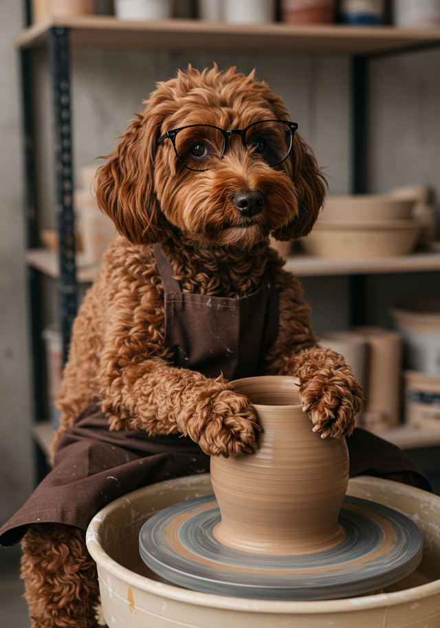 Cockerpoo Pottery Pal Framed Canvas