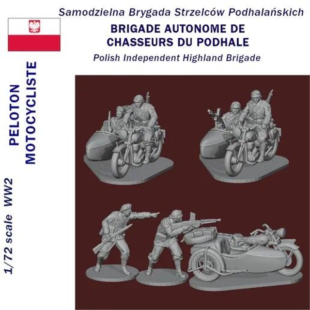 Rezpla - 1/72 Polish Independent Highland Brigade Peloton Motocycliste