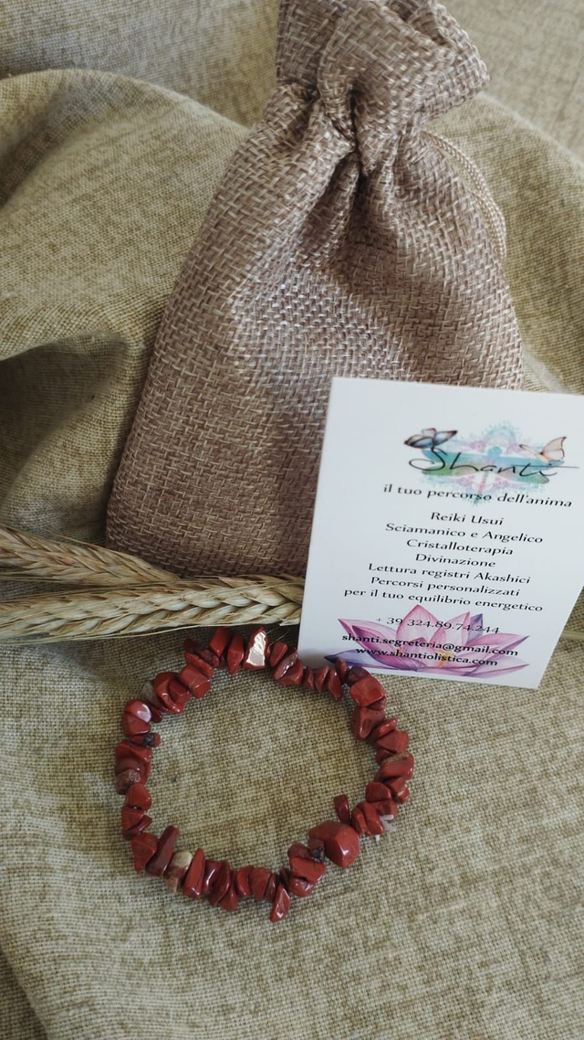 Bracciale unisex chips diaspro rosso