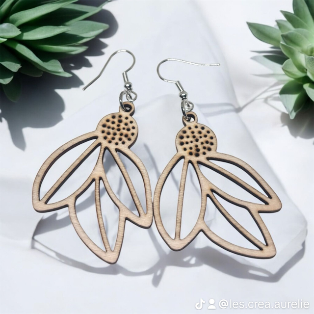 Boucles d'oreilles bois 100% création artisanale 