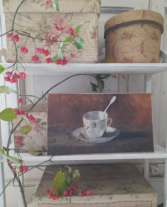 Peinture ancienne tasse en porcelaine