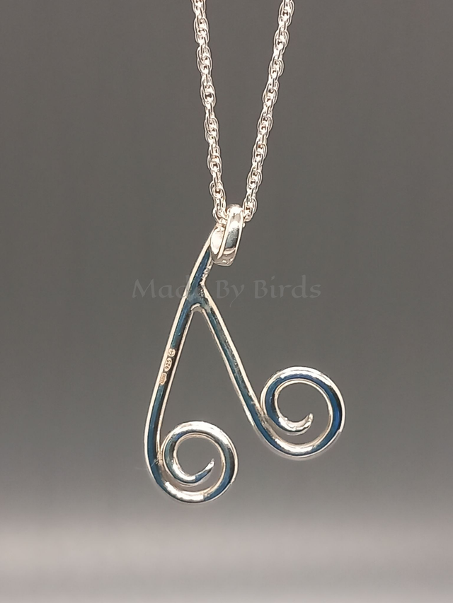 Freeform Swirls Sterling Silver Pendant Necklace