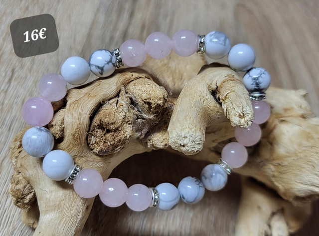 Bracelet howlite/quartz rose 