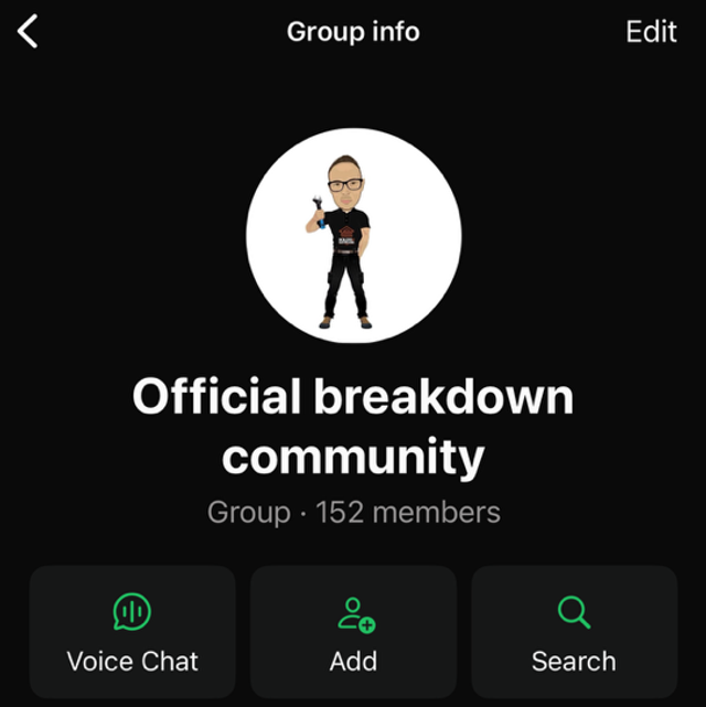 Official breakdown community WhatsApp 