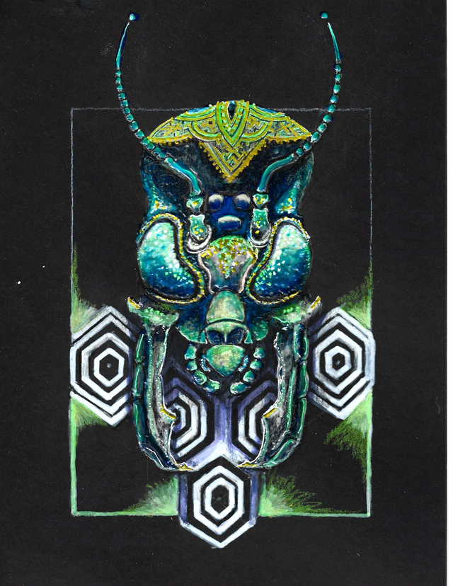 “One of a kind&quot; The Glowing Overlord: Mantis and the Matrix” Original A4 Glow in the dark Artwork