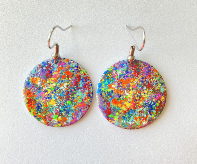 Colourful  round disc earrings