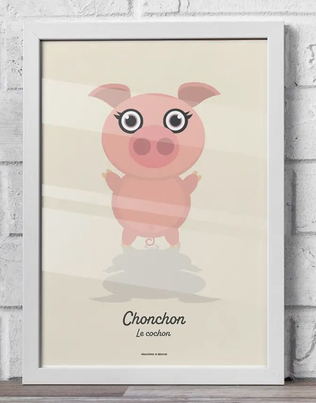 01 - Affiche enfant cochon