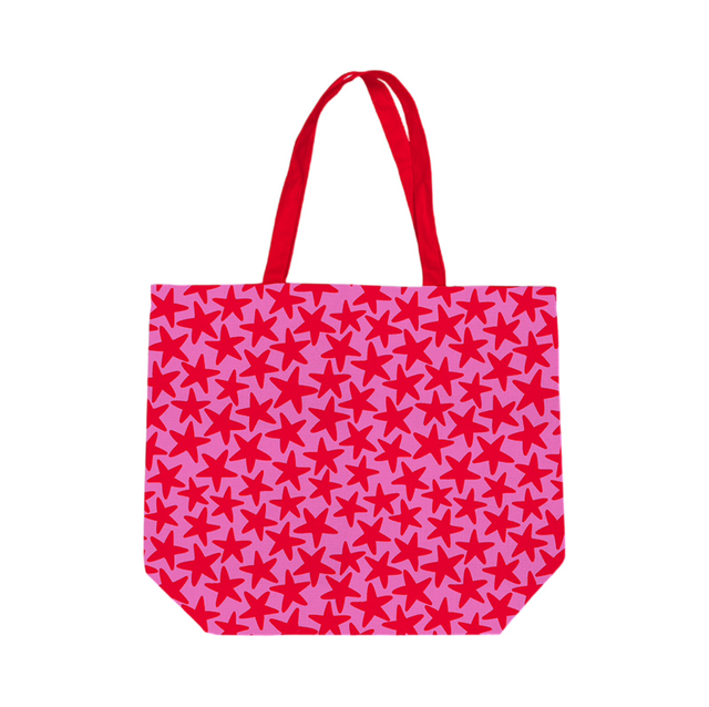 Tas canvas sterren rood/roze