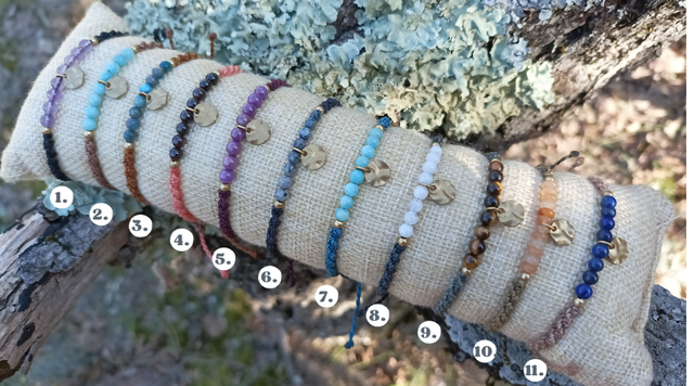 Bracelet « Ysé » ~ Pierres naturelles & petite breloque texturée