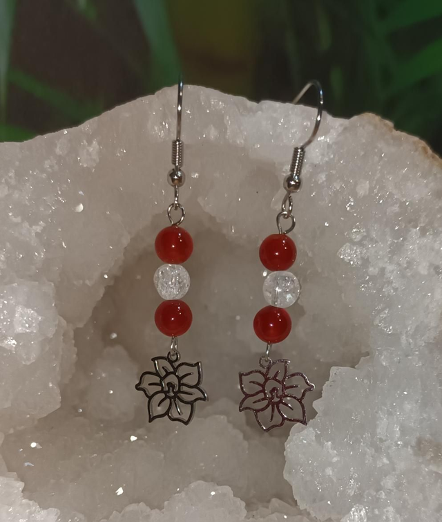 Boucles d’oreilles en cornaline &amp; cristal de roche