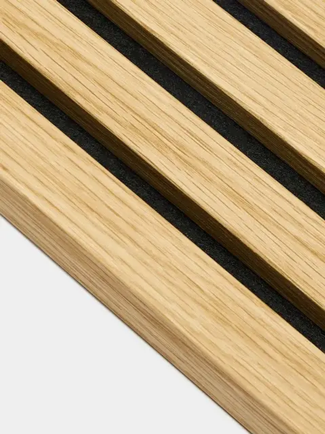 Woodupp Lamelle de Finition Aspect Bois Chêne du Sud Feutre Noir 22mm( Réf-1226)