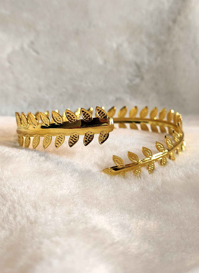 Brassard Bracelet de biceps laurier minimaliste or